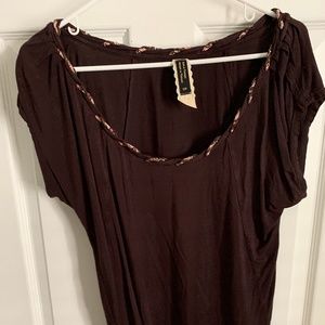 Anthropologie Brown Knit Top w/ neckline detail